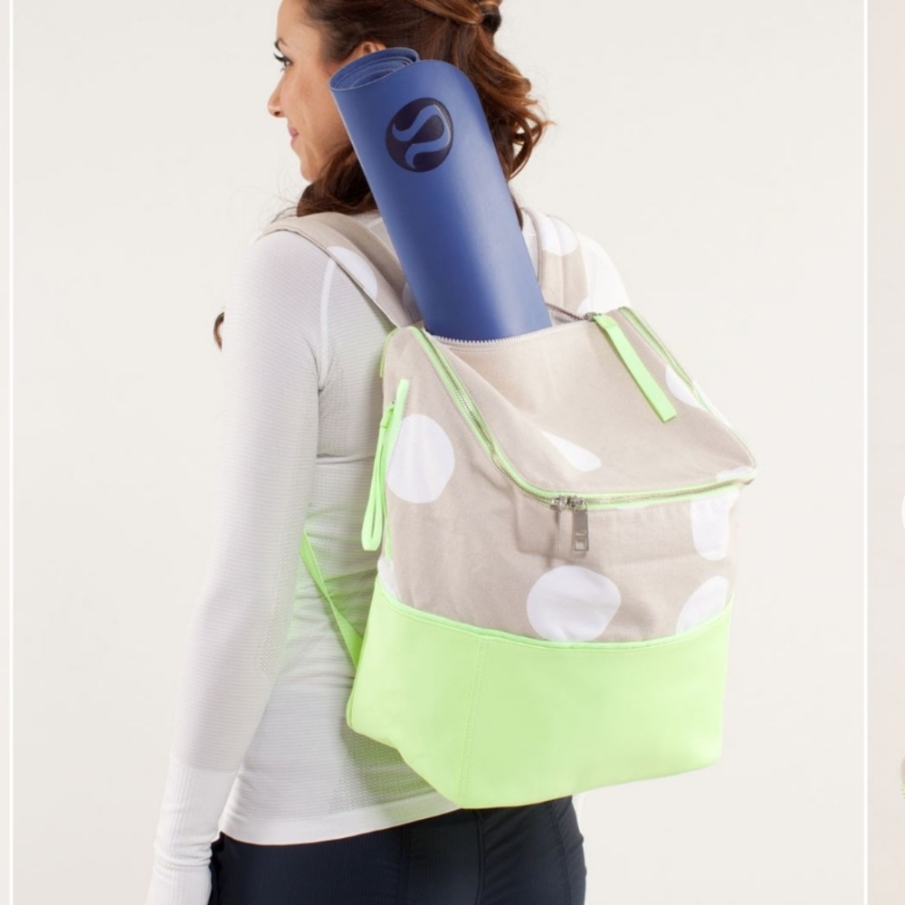Lululemon Spring Fling Pack Polka Dot Backpack in Neon Green and Beige - Picture 16 of 16